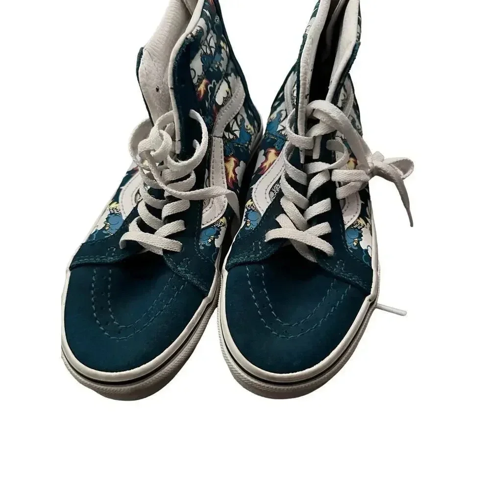 VANS Blue Dark Dragon Lace Up High Top Sneaker Shoes Size 2.0